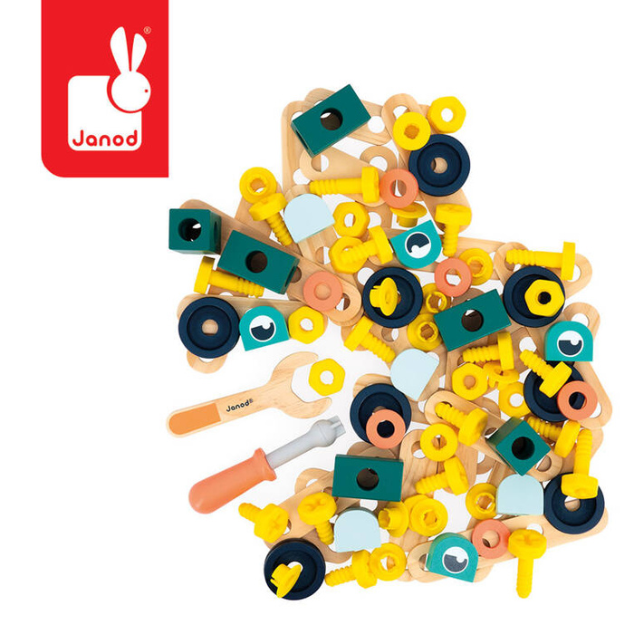 Zestaw konstruktora 100 elementów z drewna Brico'kids J06454 Janod