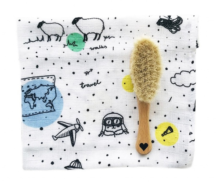 Szczotka z koziego włosia Podróżnik LL5466-Lullalove, wyprawka dla niemowlaka