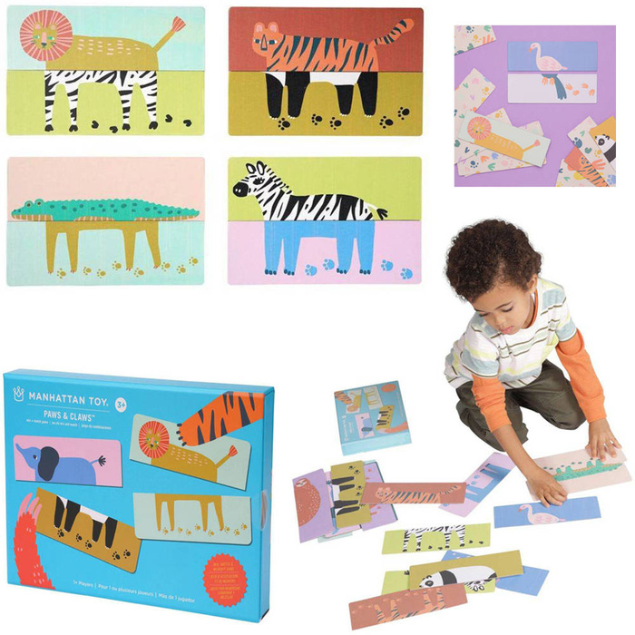 Gra memo i układanka Łapy i Pazury 160240-Manhattan Toy, zabawki rozwojowe