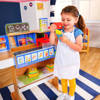 Drewniana restauracja 2w1 Stanowisko małego szefa kuchni KidKraft KK20256 z światłem i dźwiękiem