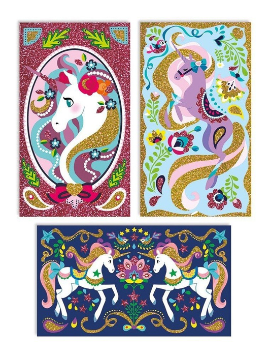 Zestaw kreatywny Magiczny brokat Jednorożce 7+, Janod J07883