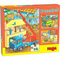 Puzzle dla dzieci Prace na budowie HB305469-Haba, puzzle tekturowe