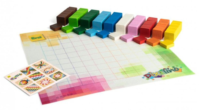 Drewniane klocki 100 szt układanka Pixelino Maxi Erzi 42292