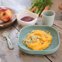 Silikonowe naczynia dla dzieci Zestaw z przyssawką Sage Green Beaba 913592