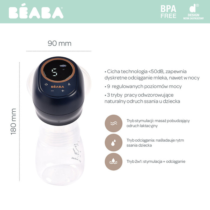 Laktator elektryczny pojedynczy 180 ml Night Blue Beaba 911737