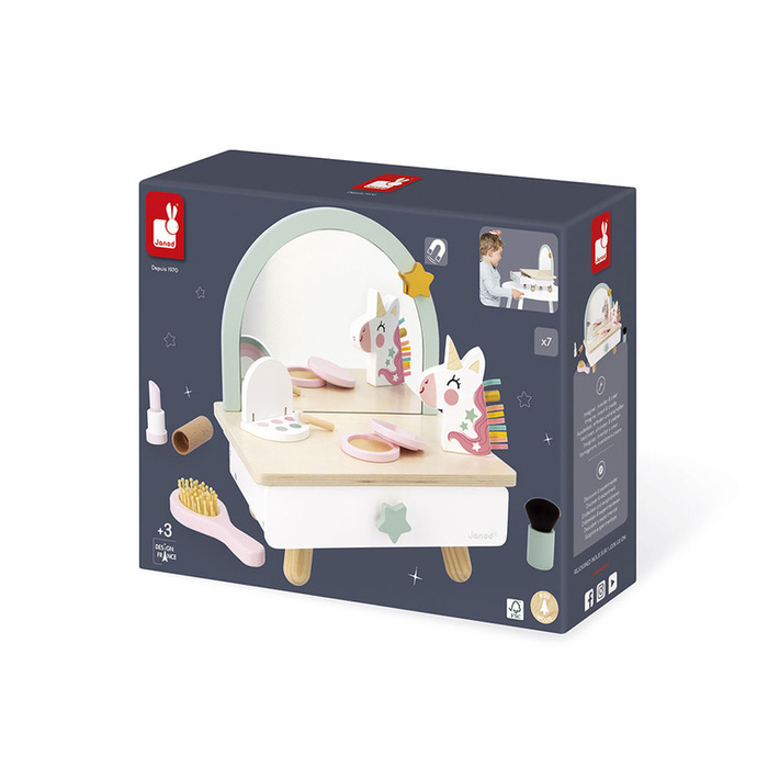 Mała toaletka drewniana z akcesoriami Jednorożec Janod J06463