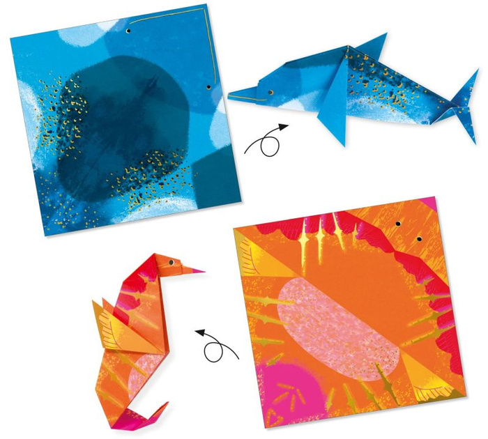 Origami dla dzieci morskie zwierzęta metaliczne Djeco DJ08755