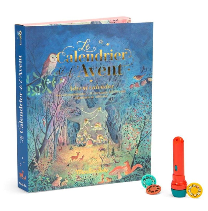 Kalendarz adwentowy z latarką projektorem i bajkami La Grande Famille Moulin Roty 632322 prezent na święta