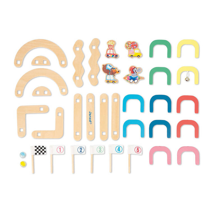 Drewniana gra w kulki marmurki Wyścig z przeszkodami Applepop J03357 Janod