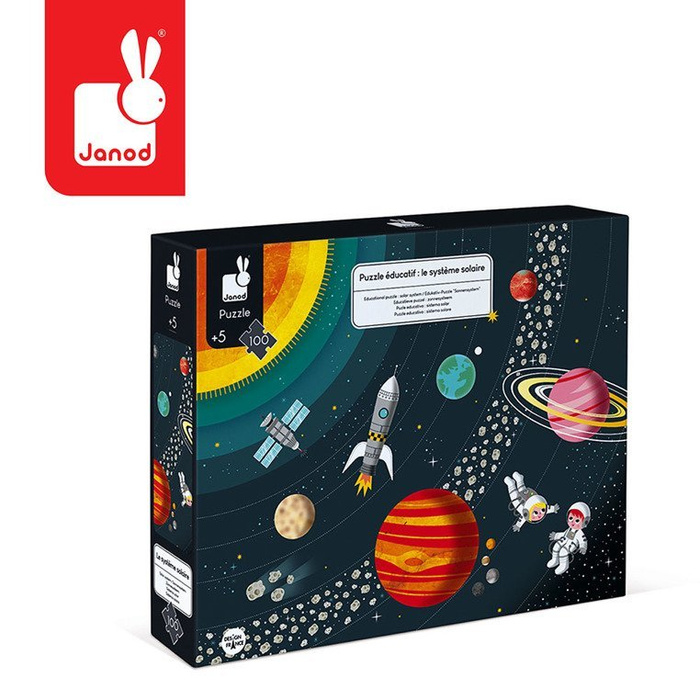 Puzzle edukacyjne Układ słoneczny 100 elementów 5+, Janod J02678
