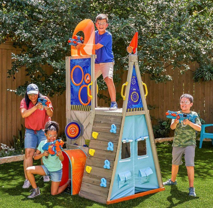 Drewniany plac zabaw Forteca Nerf Scout Defense Post P280123E-KidKraft, zabawy w plenerze