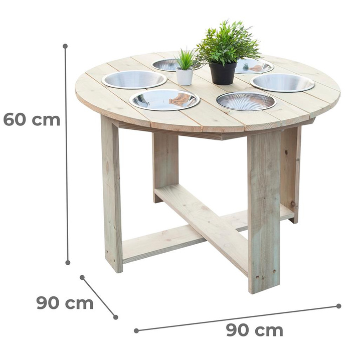 Edukacyjny Stół ogrodowy CLASSIC WORLD EDU CW70011 dla dzieci z 6 funkcjami do zabawy piaskiem płynem kamieniami