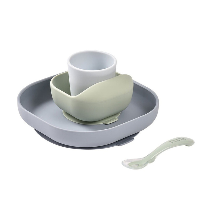 Silikonowe naczynia dla dzieci Zestaw z przyssawką Jungle Beaba 913472