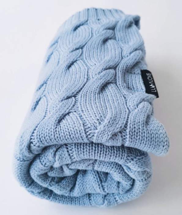 Kocyk z wełny Merino niebieski LL6654-Lullalove, wyprawka dla niemowlaka