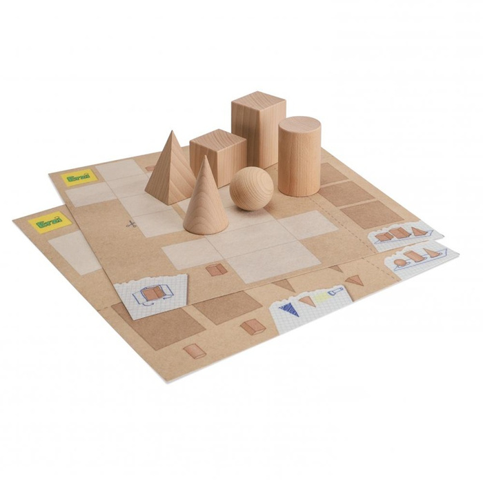 Gra edukacyjna z drewnianymi bryłami geometrycznymi Erzi 42043 Nauka geometrii przez zabawę