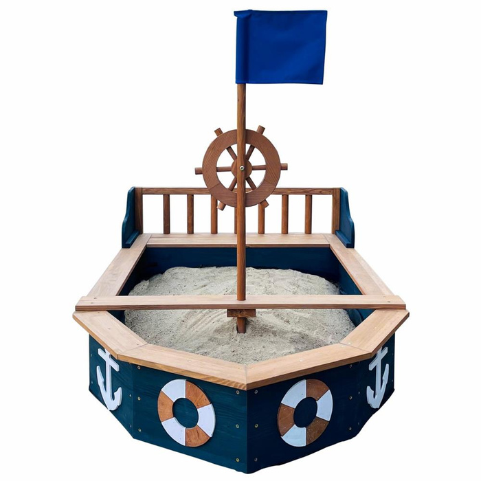 Drewniana Piaskownica Doris Boat AXI A031.045.00 Statek dla dzieci ze schowkiem pokrowcem i kołem sterowym