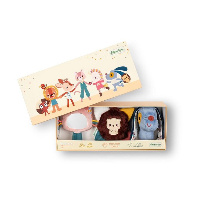 Zestaw rozwijający zmysły Lilliputiens 83587 multisensoryczny Piesek Jules dla niemowląt