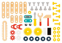 Duży stolik z narzędziami 60 el warsztat drewniany magnetyczny Robot Brico Kids Janod J06457