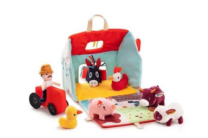 Rozkładany domek manipulacyjny Farma z 6 zwierzątkami rolnikiem i traktorem 86791 LILLIPUTIENS