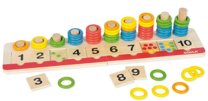 Układanka Montessori sorter nauka liczenia i kolorów Goula 55157 Klocki drewniane dla dzieci