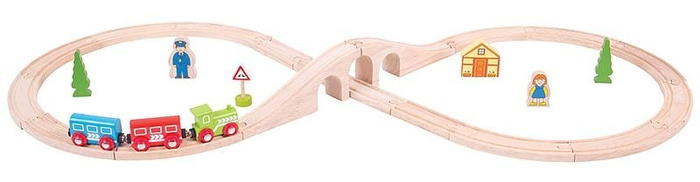 Kolejka drewniana ósemka Zielona Lokomotywa, BJT012-Bigjigs Rail