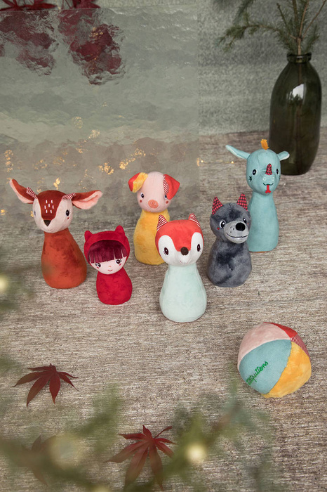 Zestaw miękkich kręgli z piłką - dzwoneczkiem Las 83465 LILLIPUTIENS