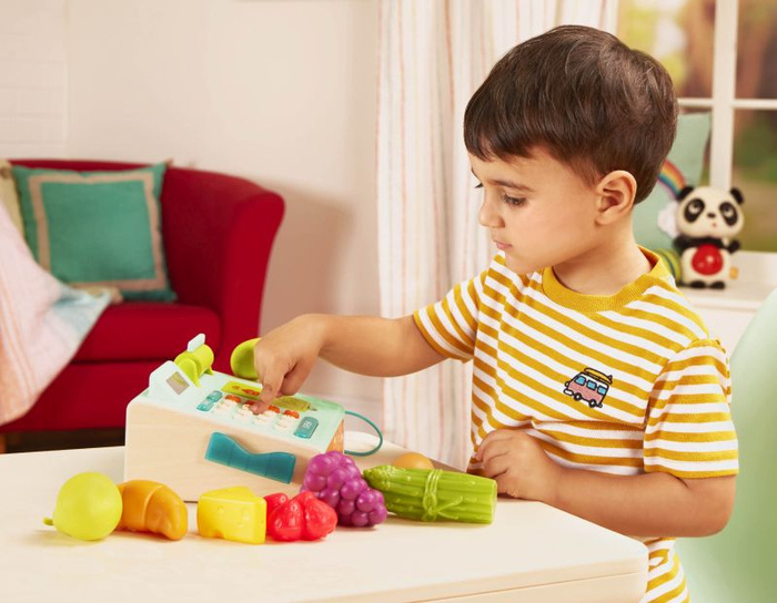 Kasa fiskalna ze skanerem i czytnikiem kart płatniczych Mini Cashier Playset B.Toys BX1934Z zabawy dla dzieci