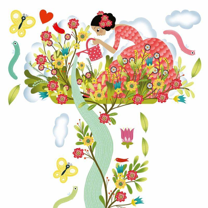 Miarka wzrostu naklejana na ścianę Zaczarowany Ogród DD4041-Djeco, miarki wzrostu dla dzieci