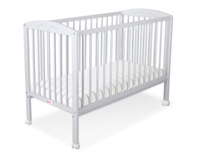 Drewniane Łóżeczko z kółkami dla Niemowląt szare z sercami 120x60cm