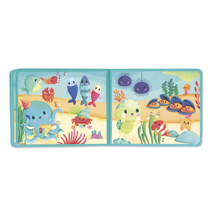 Miękka książeczka do kąpieli z 3 psikawkami Przyjęcie nad wodą J04733 Janod