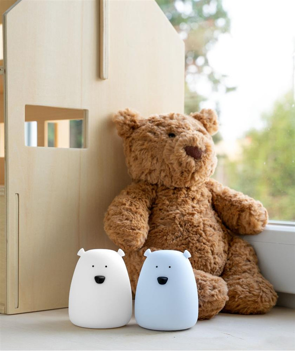 Zestaw 2 lampek Mini Miś w kolorze Biały i Arktyczny Błękit Rabbit & Friends 520077 520084 Lampki nocne dla dzieci