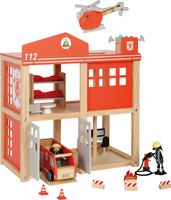 Duża remiza strażacka z helikopterem i akcesoriami Small Foot 12703 drewniane domki dla lalek