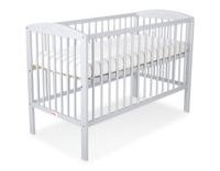 Drewniane Łóżeczko z kółkami dla Niemowląt szare z sercami 120x60cm