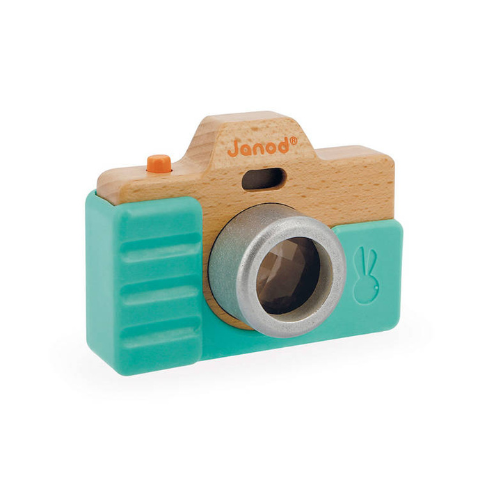 Drewniany aparat fotograficzny z dźwiękiem i lampą błyskową 18 m+ J05381-Janod, zabawka dla najmłodszych