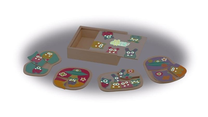 Świecąca drewniana układanka, 82975-Sevi, Marsjańskie stworki MRZ