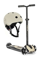 Zestaw SCOOTANDRIDE Kask + Highwaykick 5 LED Hulajnoga trójkołowa balansowa ze świecącymi kółkami 5+ Ash
