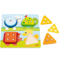 Układanka drewniana z palikami figury geometryczne Zwierzęta 58419 Goki