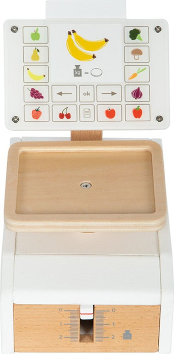Drewniana waga sklepowa kuchenna dla dzieci Fresh Small Foot 12418 zabawa w kuchnię sklep