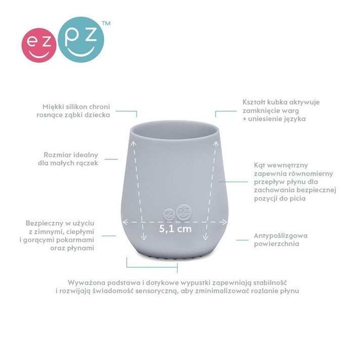 Komplet pierwszych naczyń silikonowych First Foods Set pastelowa szarość EUFFP003-EZPZ