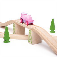 Różowa lokomotywa z napędem Powerful Pink Loco BJT310-Bigjigs Rail, kolejki z napędem 