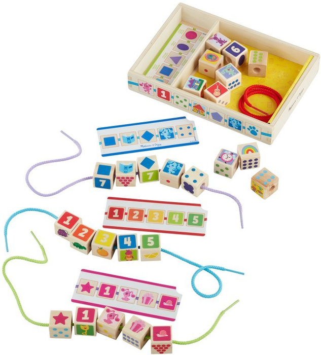 Zestaw drewnianych koralików do nawlekania sznurowanki Blue’s Clues & You 33046 Melissa & Doug 