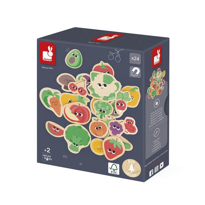 Magnesy drewniane Owoce i warzywa 24 szt. Janod J09648