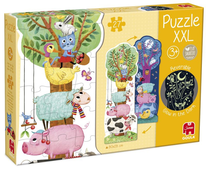 Puzzle dla dzieci XXL Farma Dzień i Noc Świecące w ciemności 27 elementów Goula 50217