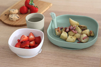 Silikonowe naczynia dla dzieci Zestaw z przyssawką Sage Green Beaba 913592