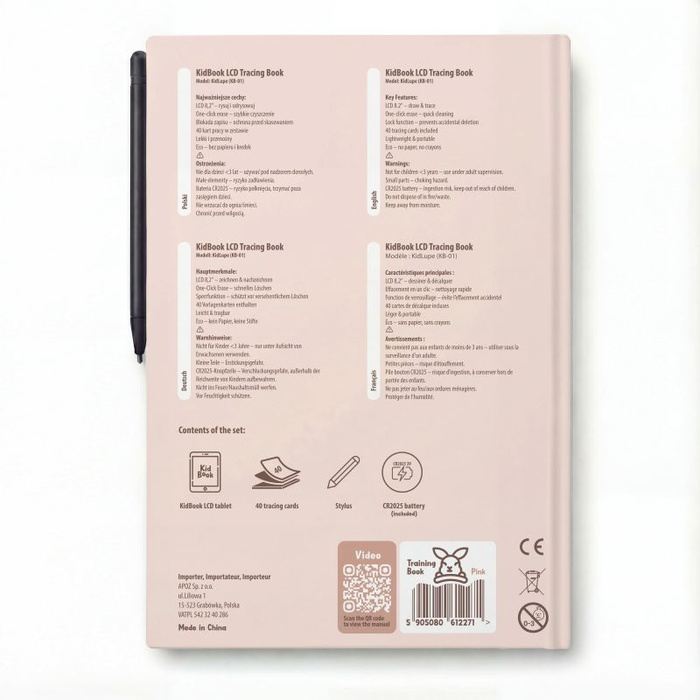 Tablet graficzny dla dzieci z kartami pracy do rysowania KidBook Króliczek Kidinex