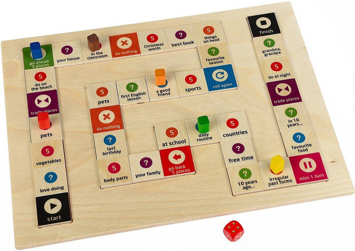 Gra planszowa do nauki języka ang., "English Eater Chatter", 110190-Pilch, zabawki drewniane