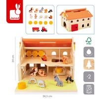 Drewniana farma z otwieranym dachem i figurkami Janod J03318 zabawki edukacyjne