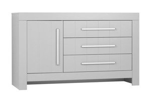 Szara Komoda 3 szufladowa + 1 drzwi Pinio Calmo