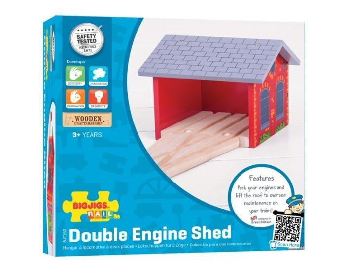 Dodatek do kolejki Czerwona parowozownia BJT160-Bigjigs Rail, kolejki drewniane