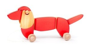 Czerwony jamnik, 21110-Bajo, zabawki na sznurku